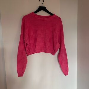 Hollister Cropped Pink Knit Sweater